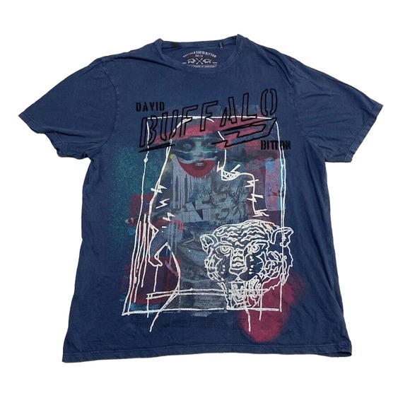 David Buffalo Bitton Graphic Tee Thrifted Vintage Style Size L - Picture 1 of 11